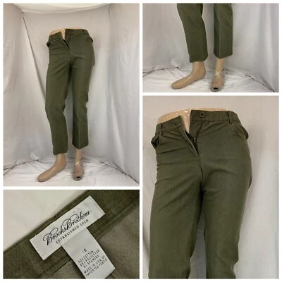 Pantalones Brooks Brothers Talla 6 Verde Algodón Poli Recortado EE. UU. LNWOT YGI S1-718 Foto 1 de 4