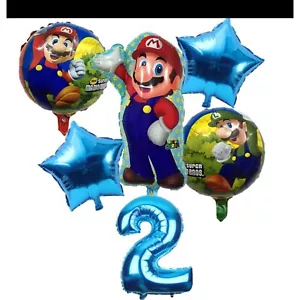 Mario Bros Brothers Balloons 2 Year Birthday Gaming Helium Balloon Decoration - Picture 1 of 3