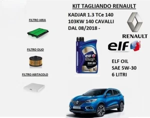 KIT TAGLIANDO FILTRI + OLIO ELF 5W-30 RENAULT KADJAR 1.3 TCE 140 CV 103KW - Foto 1 di 1