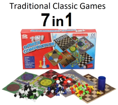 7 in 1 TRADITIONAL CLASSIC MODERN BOARD GAMES Family Christmas Kids Fun Gift - Image 1 of 4