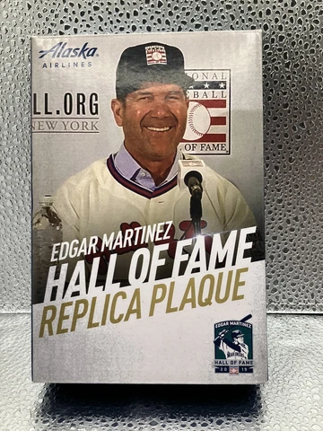 Edgar Martinez HOF Plaque.. Seattle Mariners baseball Alaska airlines Cover