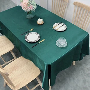 Rectangle Satin Tablecloth Dining Table Cover Wedding Party Banquet Home Decor - Picture 1 of 37