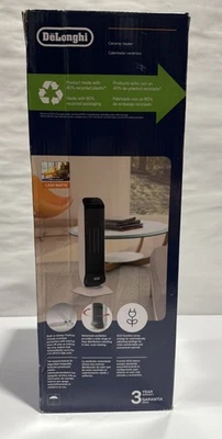 DeLonghi Ceramic Digital Tower Heater: 1500W Oscillating Fan, White - Image 1 of 4