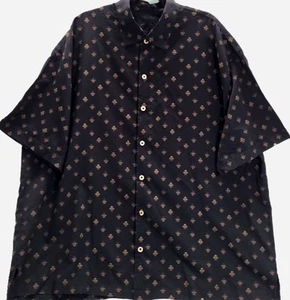 Y2K Vintage Tommy Bahama Men's XXL Silk Shirt Black Aztec Geometric Short Sleeve - Picture 1 of 12