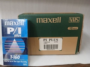 Kiste mit 10 Maxell P/I Plus T-160 VHS Leerkassetten ** VERSIEGELT - Bild 1 von 7