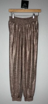 Pantalones Anthropologie Grandes PEQUEÑOS Jogger ORO ROSA Metálicos Pull On Informales Elásticos Foto 1 de 4