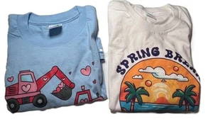 2 Tee Shirts size 8 (white), size 10 (blue) - Picture 1 of 4