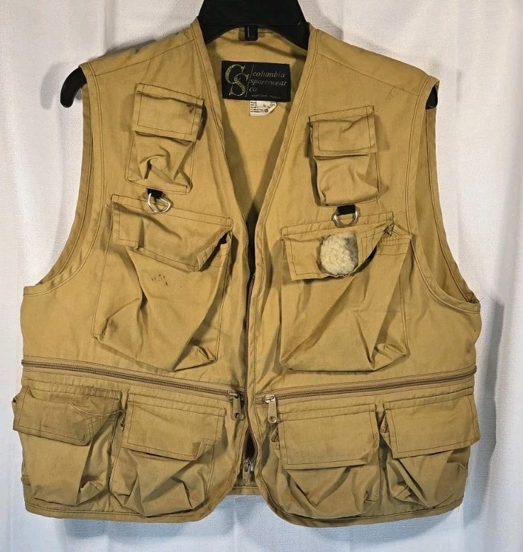 Chaleco de pesca con mosca Columbia vintage para hombre grande de caza utilitario bolsillos de safari Foto 1 de 4