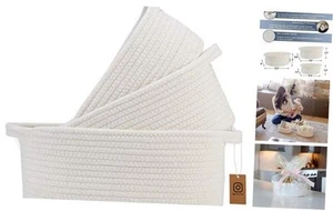  3-Piece Oval Storage Basket Set– Soft Natural Rope Woven Baskets for Off White - Picture 1 of 7