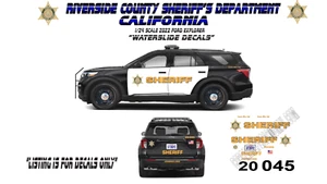 1/24 Scale Riverside County Sheriff 2022 Ford Explorer Waterslide Decals - Picture 1 of 1