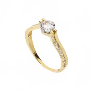 Solitärring In Gelbgold 18 Karat mit weißer Zirkonia für Frauen - Bild 1 von 1