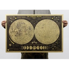 SELLER- Earth’s Moon World Map kraft paper retro poster design your bedroom