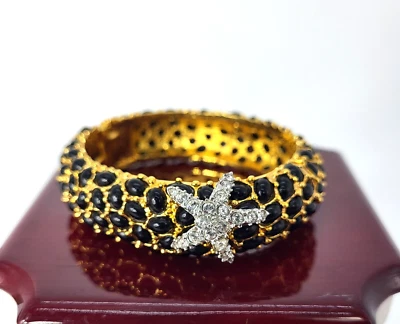 Brazalete Brazalete KJL Kenneth Jay Lane Cabujón Negro y Estrás ESTRELLA Foto 1 de 4
