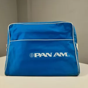 Vintage 70's Pan Am Messager Travel Carry On Canvas Bag Blue One Size - Bild 1 von 13