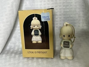 Precious Moments Ornament Porcelain Love Is Patient 1983 NIB Bible Study Teacher - Picture 1 of 19