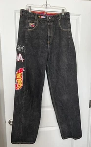 Jeff Hamilton ~ Nascar Kyle Petty Black Denim Jeans ~ Hot Wheels Mens 36 x 33 - Picture 1 of 6