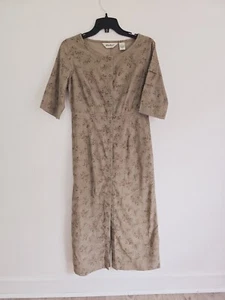 Eddie Bauer Floral Corduroy Cargo Half Sleeves Cotton Midi Vintage Dress XS P - Picture 1 of 11