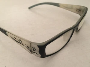 Elegant Flower Arm Decorated Rectangle Eyeglasses Black Frame Size M For Women - Picture 1 of 5