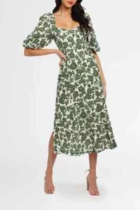 MON RENN Botanic Midi Dress Floral Green Size 8 AU RRP 249 WITH DEFECTS - Picture 1 of 7