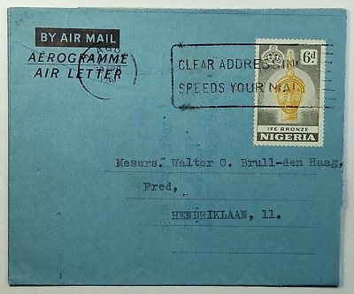1961 Nigeria Aerogramme Lagos to Hendriklaan Holland Airmail Cover - Image 1 of 2