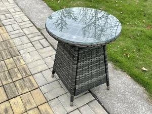 Fimous Round Or Oblong Rattan Dining Table Garden Furniture With Tempered Glass