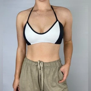 ONIA sportliches Bikini Oberteil Bindepullover Schwimmen Sommer Gr. Xl Neckholder zweifarbig - Bild 1 von 7