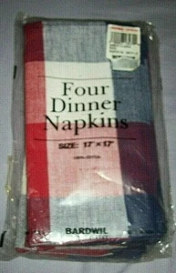 New Bardwil Linens Dinner Napkins AMERICANA Red White Blue Set of 4 17x17 Cotton - Picture 1 of 4