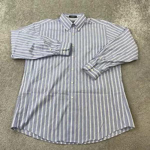 Kirkland Signature Button Up Shirt Men's 15.5 32 Blue White Stripe - Picture 1 of 7