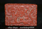 4,2" Rzadka, stara, czerwona lakierowana szkatułka na biżuterię Dynasty Palace Smok