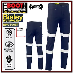 Bisley BPC6008T Mens Hi-Vis Taped Biomotion Stretch Cotton Drill Cargo Pants - Bild 1 von 14