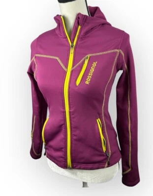 Chaqueta Rossignol para mujer pequeña cremallera completa esquí nieve caparazón suave forrada de vellón púrpura Foto 1 de 4