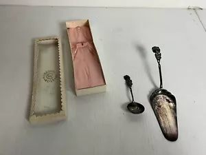 Hildesheimer Rose Versilbert Tortenheber und Löffel Original Box Vintage  - Bild 1 von 10