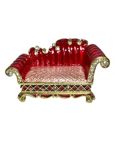 Klappsofa Schmuckkästchen Sofa rot mit goldfarbener Couch Royal - Bild 1 von 12