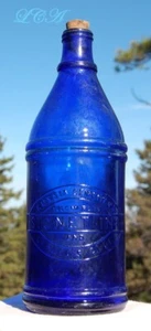 LARGE antique COBALT BLUE bulk or master SIGNET INK blown glass BIM bottle - Picture 1 of 2