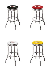 Bar Stool 29" Tall NFL Chrome Finish Backless Swivel Seat Football Man Cave  - Picture 1 of 44