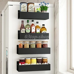 4x Magnetic Spice Rack Organizer Kitchen Fridge Storage Shelf Wall Mount Holder - Picture 1 of 18