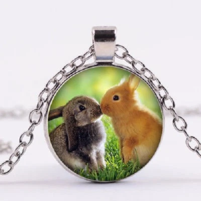 CONEJO PASCUA LINDO ANIMAL encanto colgante plata 20" collar femenino caja de regalo GRATIS Foto 1 de 4