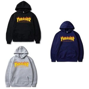 Stylish Flame Print Plus Size Men's Hooded Sweatshirt Sweater - Picture 1 of 6