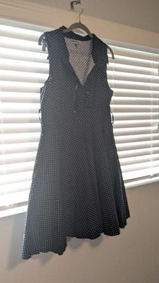 Bailey Blue XL Dress Black Polkadot Button Fit and Flare Dress Rockabilly Retro - Image 1 of 4