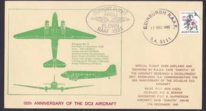 1985 50th ANNIVERSARY DC3 AIRCRAFT DECIMAL STAMP FLIGHT COVER #Q11 - Bild 1 von 1
