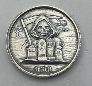 2017 Antiqued Grim Reaper 1 Oz Silver .999  - Picture 1 of 2
