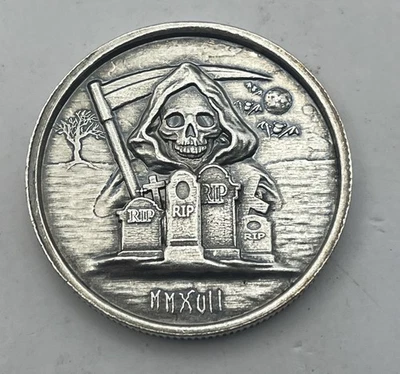 2017 Antiqued Grim Reaper 1 Oz Silver .999  - Image 1 of 2