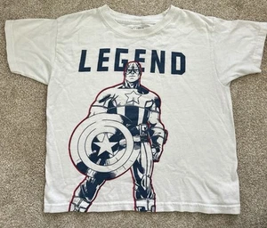 Marvel Avengers Youth Captain America Legend T-shirt White Size 7 - Picture 1 of 5