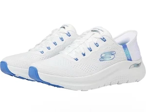 Skechers Arch Fit 2.0 Easy Chic Hands Free Slip-Ins White/Blue 150066-WBL Sz 10 - Picture 1 of 7