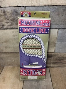 Vintage NOS Yachtsmans Choice Mooring and Dock Line 1/2” x 20’ Crowe Rope Co - Foto 1 di 16