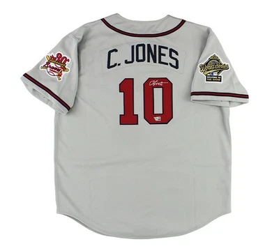 Chipper Jones Signed Atlanta Braves M&N Authentic Throwback Grey Jersey - Image 1 of 4