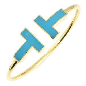 Tiffany & Co. Bangle T Wide Wire 66964388 Turquoise 750(18K) Yellow Gold - Picture 1 of 7