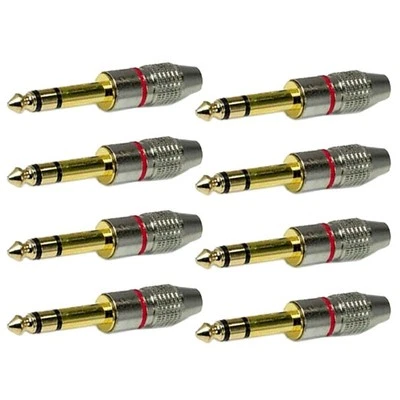 8x 6.35mm 1/4" Male Stereo Audio Cable Connector Adapter Solder Metal Plug Gold - Image 1 of 2