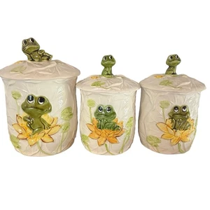 Vintage Neil the Frog Canister Set 1970s Sears 1 Large 2 Medium w/ Lids - Picture 1 of 14