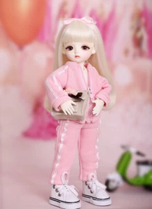 Neu Rosa Hemd Hose Kleidung Haare Schuhe für 1/6 BJD Puppe Linachouchou Chloe F - Bild 1 von 13